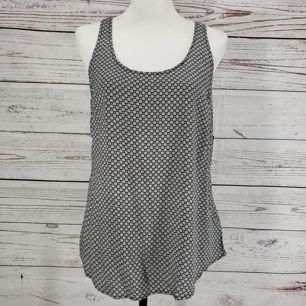 Old Navy New Women's Black White Ditsy Floral Rayon Tank Top Medium